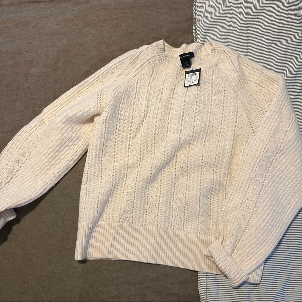 NWT Club Monaco 100% wool Pointelle sweater